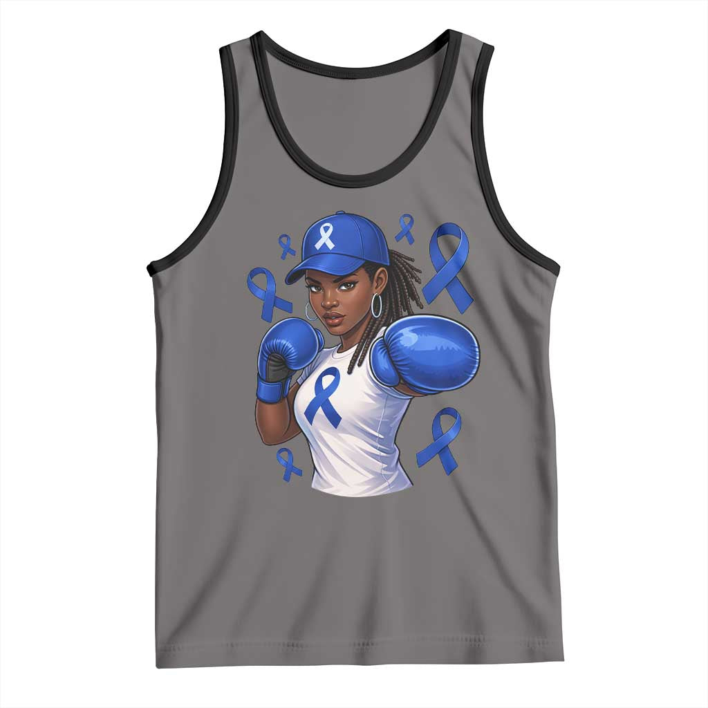 Black Women Fight Colon Cancer Blue Ribbon Tank Top African American Girls