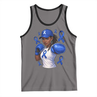 Black Women Fight Colon Cancer Blue Ribbon Tank Top African American Girls