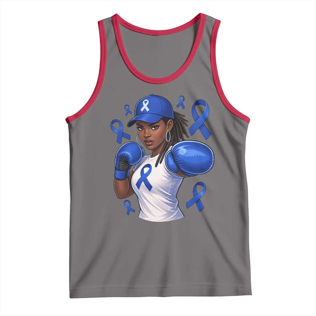 Black Women Fight Colon Cancer Blue Ribbon Tank Top African American Girls