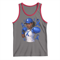 Black Women Fight Colon Cancer Blue Ribbon Tank Top African American Girls