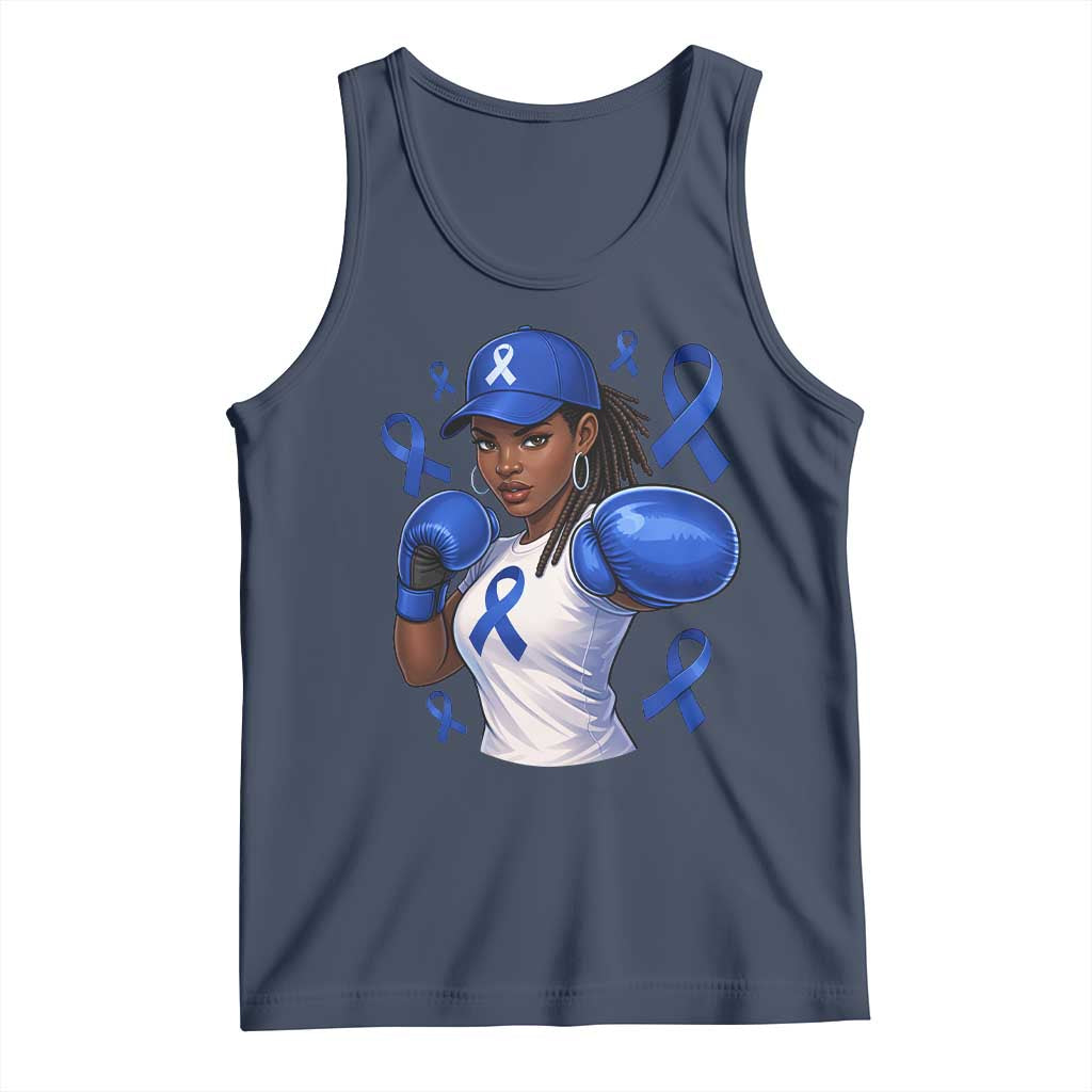 Black Women Fight Colon Cancer Blue Ribbon Tank Top African American Girls