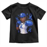 Black Women Fight Colon Cancer Blue Ribbon Toddler T Shirt African American Girls