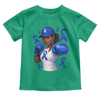 Black Women Fight Colon Cancer Blue Ribbon Toddler T Shirt African American Girls