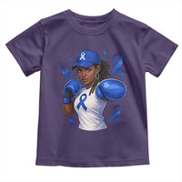 Black Women Fight Colon Cancer Blue Ribbon Toddler T Shirt African American Girls