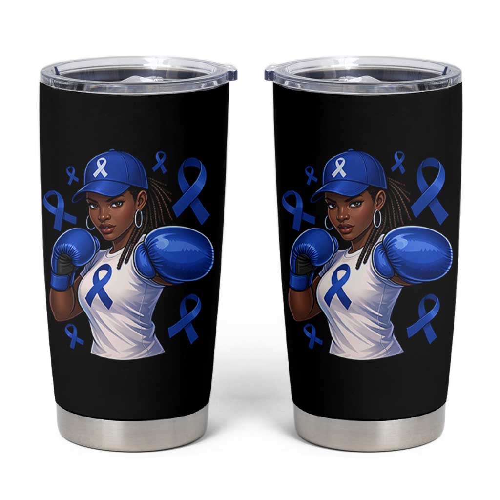 Black Women Fight Colon Cancer Blue Ribbon Tumbler Cup African American Girls
