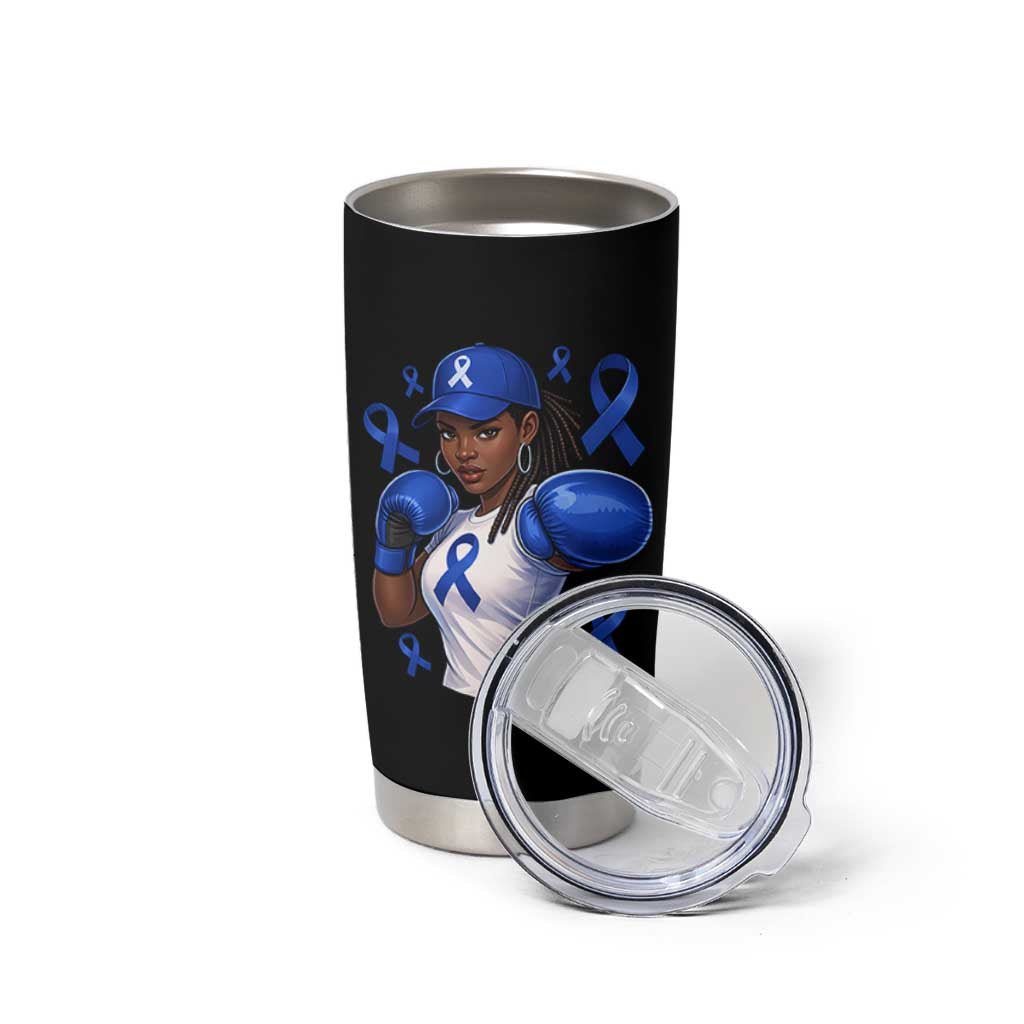 Black Women Fight Colon Cancer Blue Ribbon Tumbler Cup African American Girls
