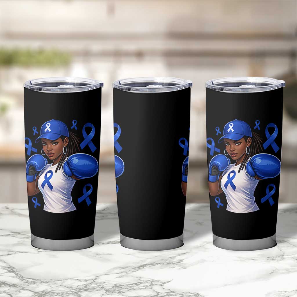 Black Women Fight Colon Cancer Blue Ribbon Tumbler Cup African American Girls