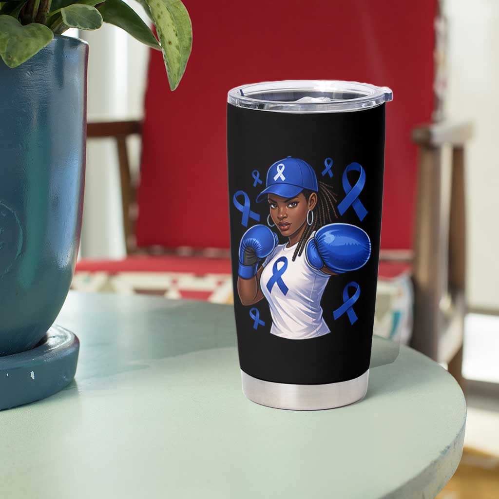 Black Women Fight Colon Cancer Blue Ribbon Tumbler Cup African American Girls