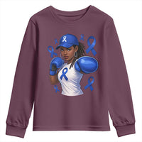 Black Women Fight Colon Cancer Blue Ribbon Youth Sweatshirt African American Girls