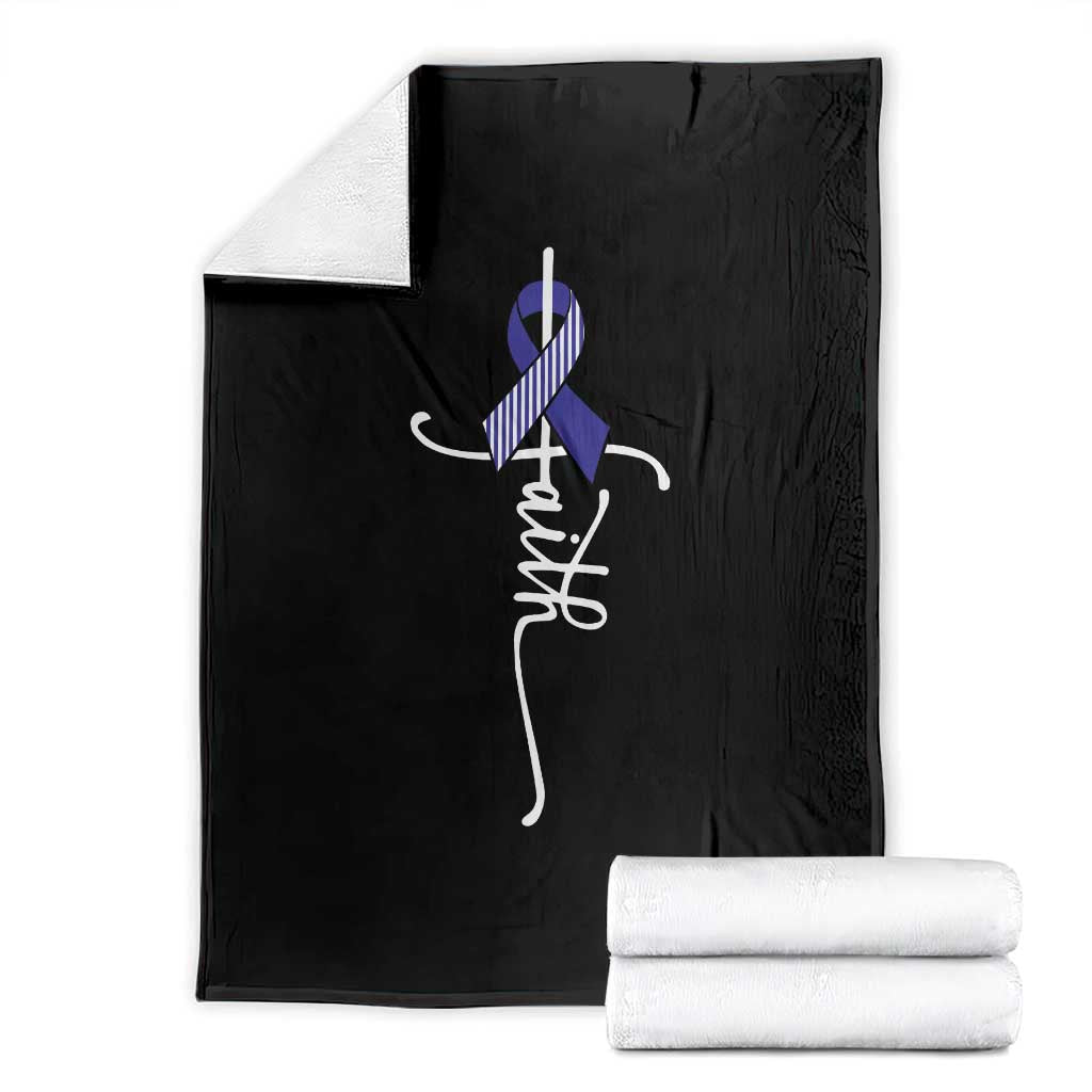 Faith ALS Awareness Throw Blanket Blue Ribbon Motivational