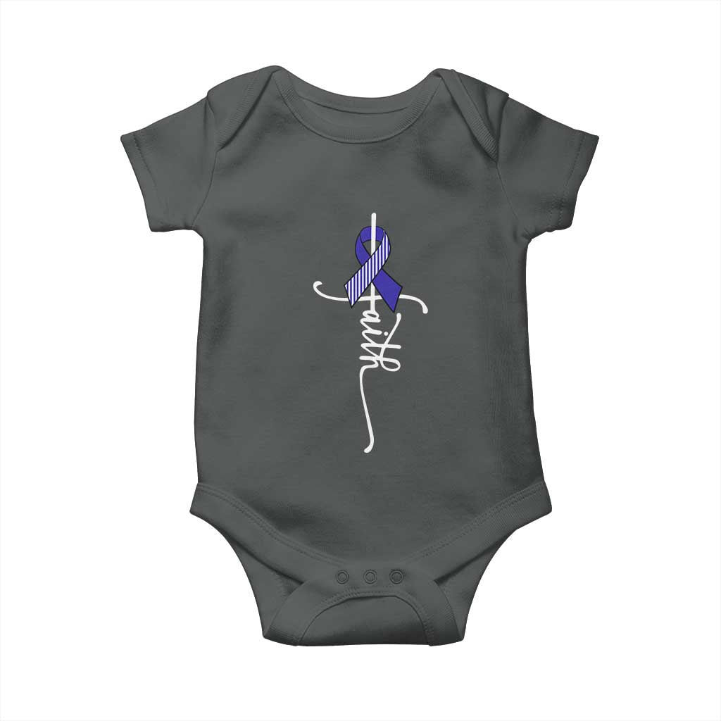 Faith ALS Awareness Baby Onesie Blue Ribbon Motivational