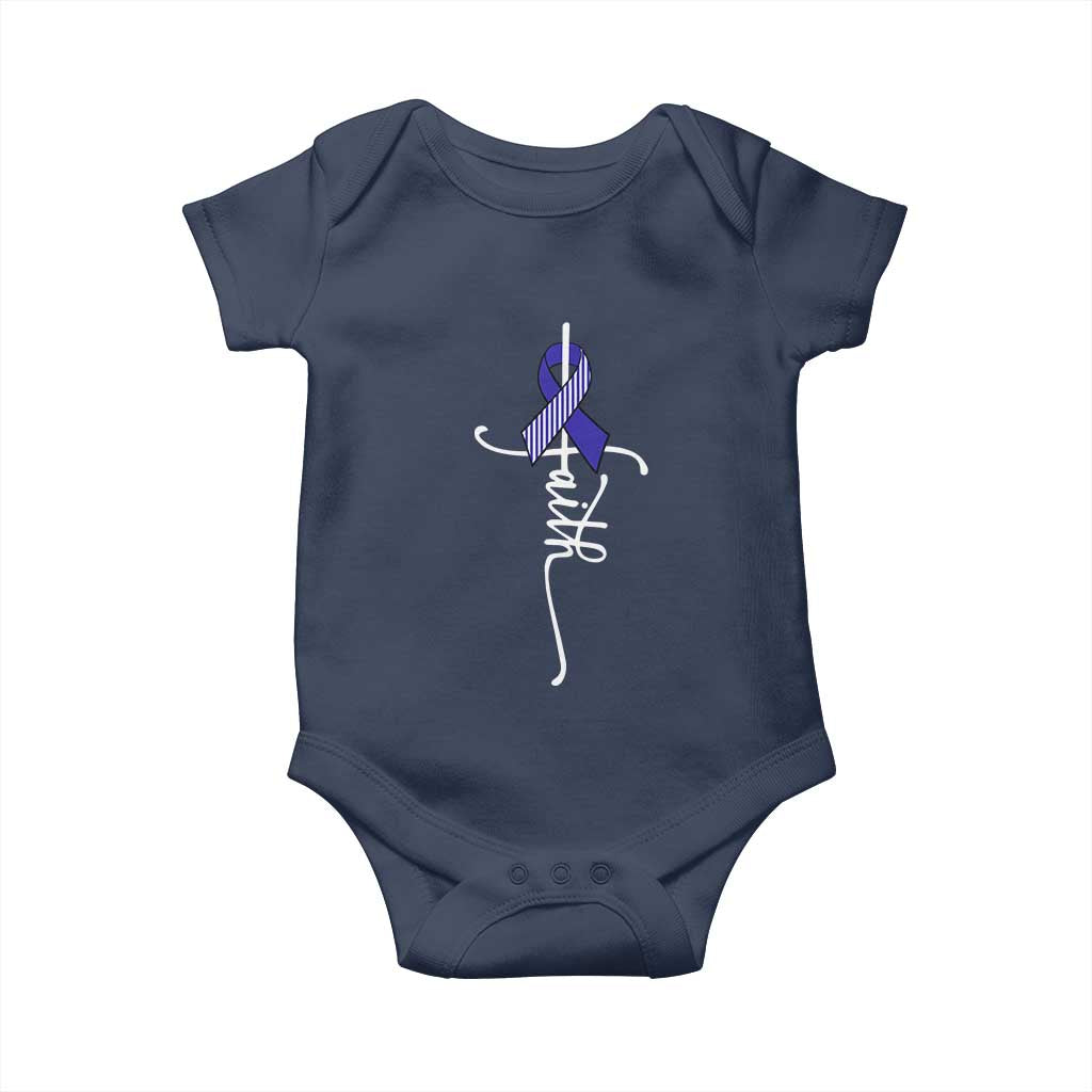 Faith ALS Awareness Baby Onesie Blue Ribbon Motivational