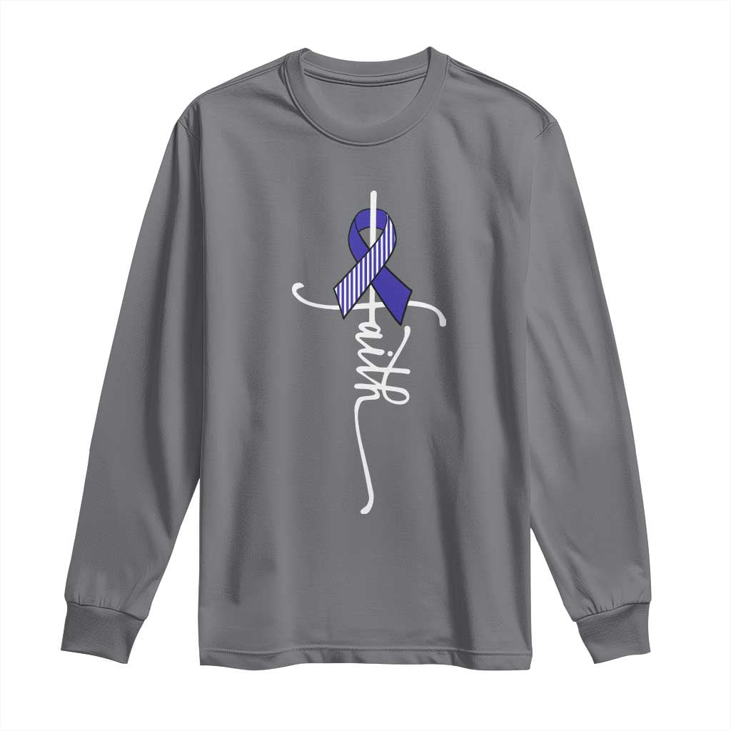 Faith ALS Awareness Long Sleeve Shirt Blue Ribbon Motivational