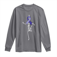 Faith ALS Awareness Long Sleeve Shirt Blue Ribbon Motivational