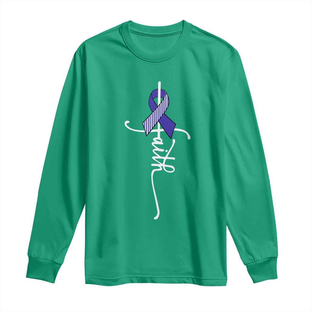 Faith ALS Awareness Long Sleeve Shirt Blue Ribbon Motivational