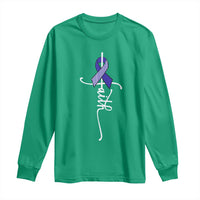 Faith ALS Awareness Long Sleeve Shirt Blue Ribbon Motivational