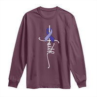 Faith ALS Awareness Long Sleeve Shirt Blue Ribbon Motivational