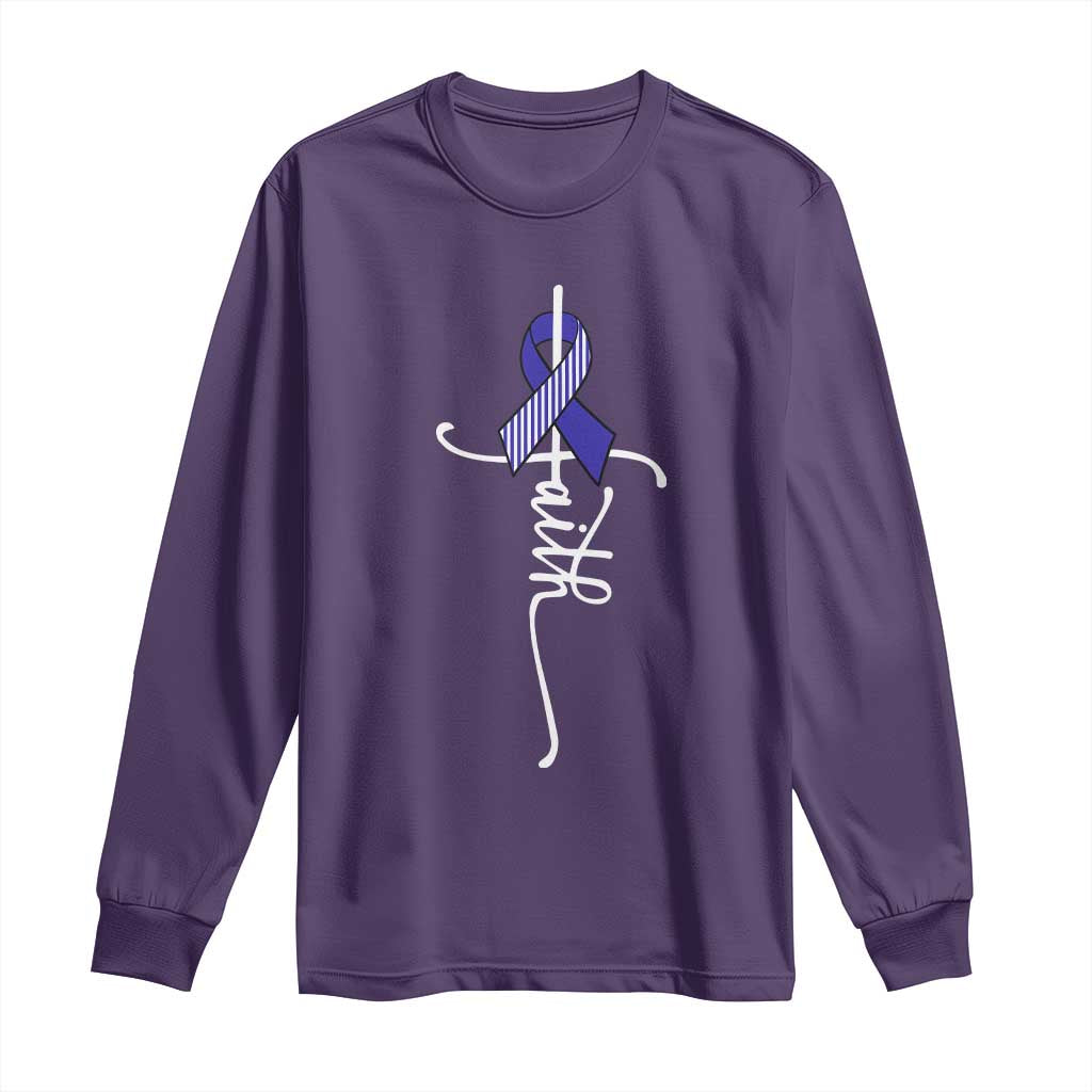 Faith ALS Awareness Long Sleeve Shirt Blue Ribbon Motivational