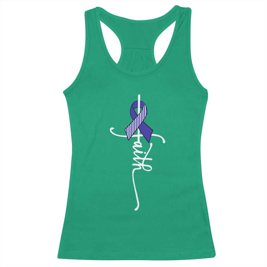 Faith ALS Awareness Racerback Tank Top Blue Ribbon Motivational