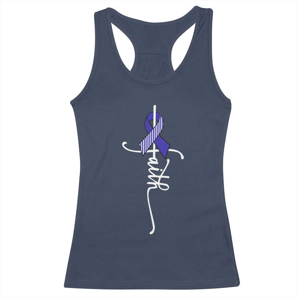 Faith ALS Awareness Racerback Tank Top Blue Ribbon Motivational