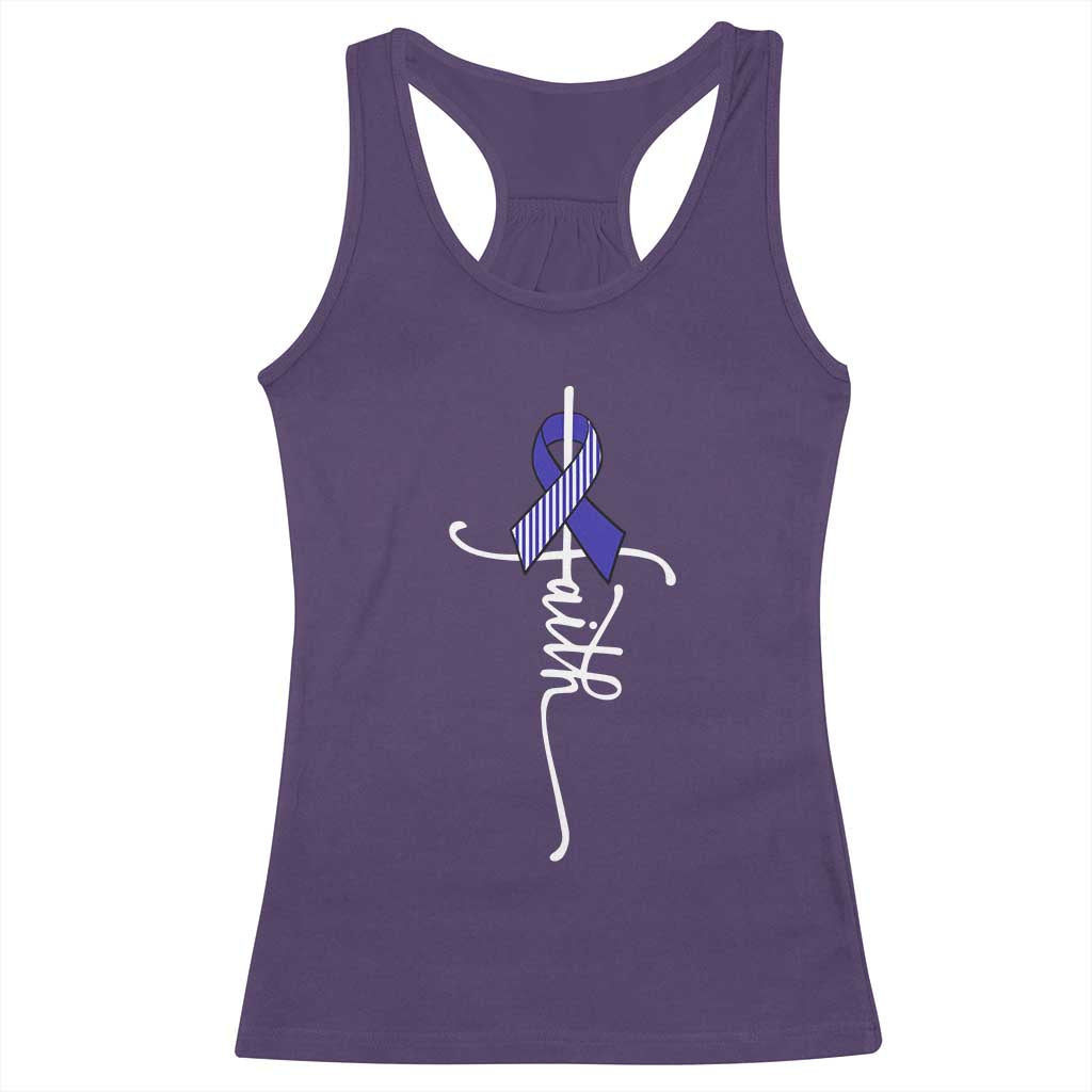 Faith ALS Awareness Racerback Tank Top Blue Ribbon Motivational