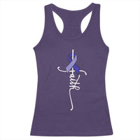Faith ALS Awareness Racerback Tank Top Blue Ribbon Motivational