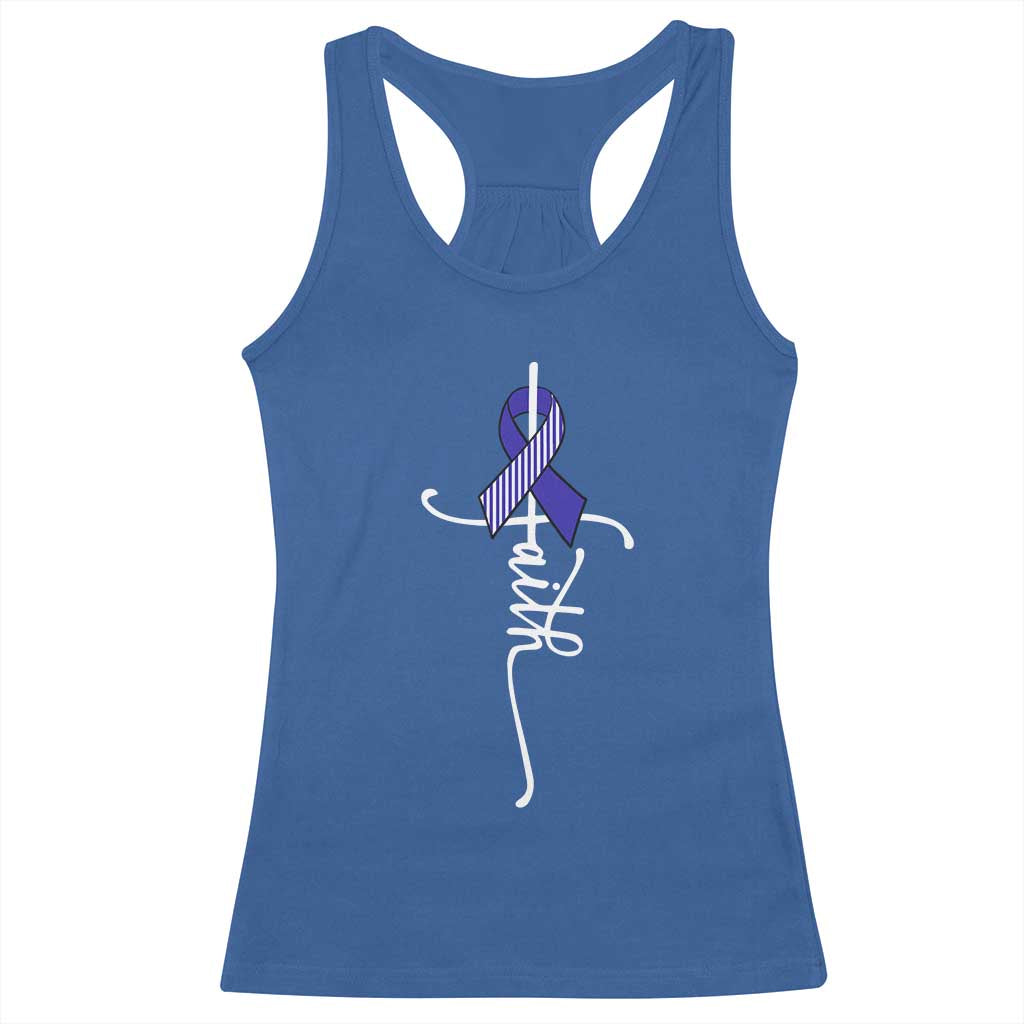 Faith ALS Awareness Racerback Tank Top Blue Ribbon Motivational