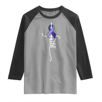 Faith ALS Awareness Raglan Shirt Blue Ribbon Motivational