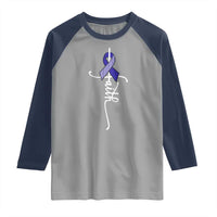Faith ALS Awareness Raglan Shirt Blue Ribbon Motivational