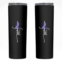 Faith ALS Awareness Skinny Tumbler Blue Ribbon Motivational