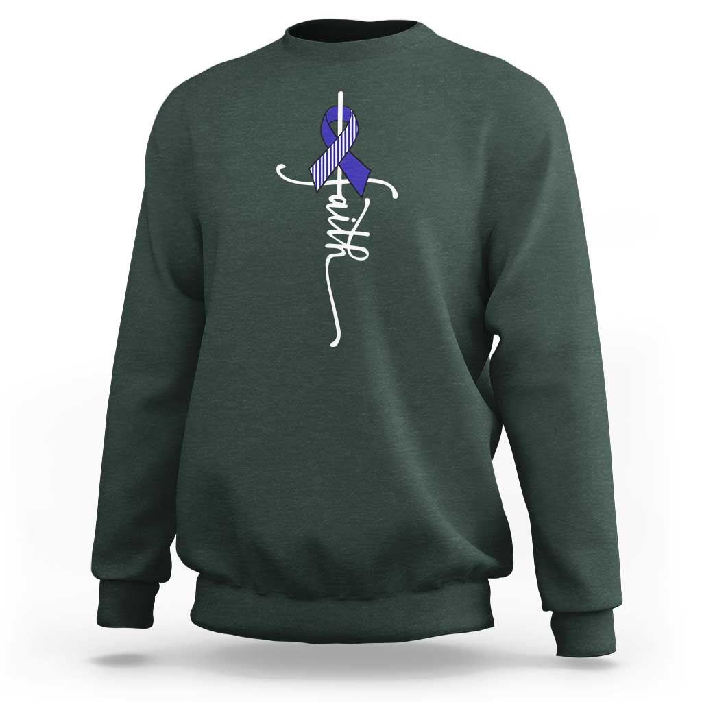 Faith ALS Awareness Sweatshirt Blue Ribbon Motivational