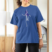 Faith ALS Awareness T Shirt For Women Blue Ribbon Motivational