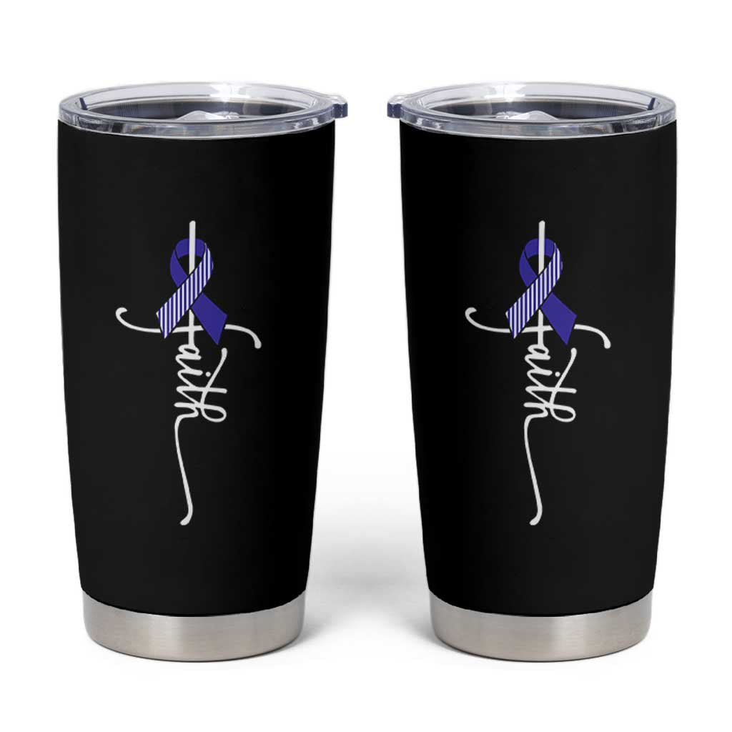 Faith ALS Awareness Tumbler Cup Blue Ribbon Motivational