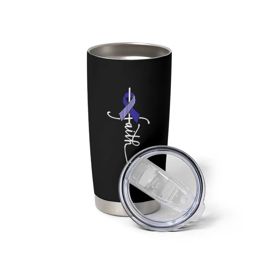 Faith ALS Awareness Tumbler Cup Blue Ribbon Motivational