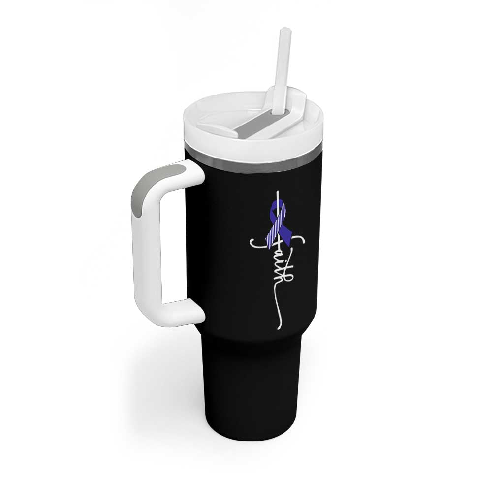Faith ALS Awareness Tumbler With Handle Blue Ribbon Motivational