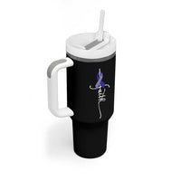 Faith ALS Awareness Tumbler With Handle Blue Ribbon Motivational