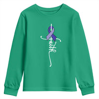 Faith ALS Awareness Youth Sweatshirt Blue Ribbon Motivational