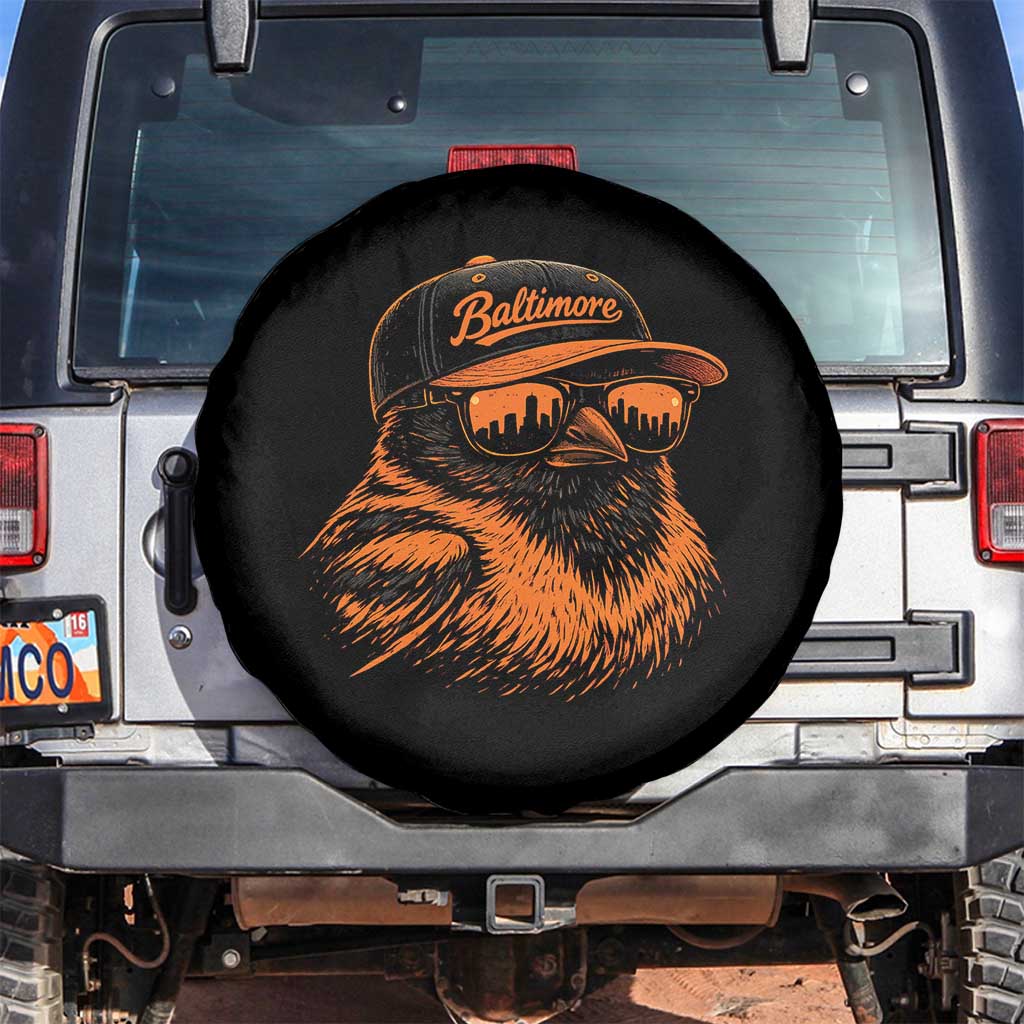 Retro Baltimore Spare Tire Cover City Pride Oriole With Sunglasses