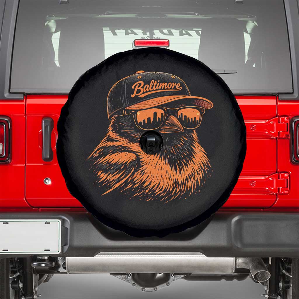 Retro Baltimore Spare Tire Cover City Pride Oriole With Sunglasses