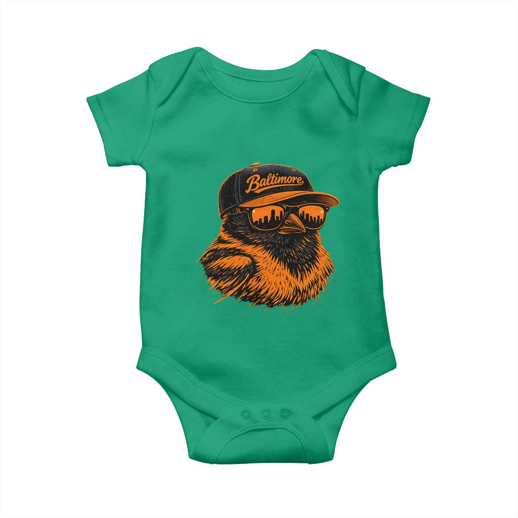 Retro Baltimore Baby Onesie City Pride Oriole With Sunglasses