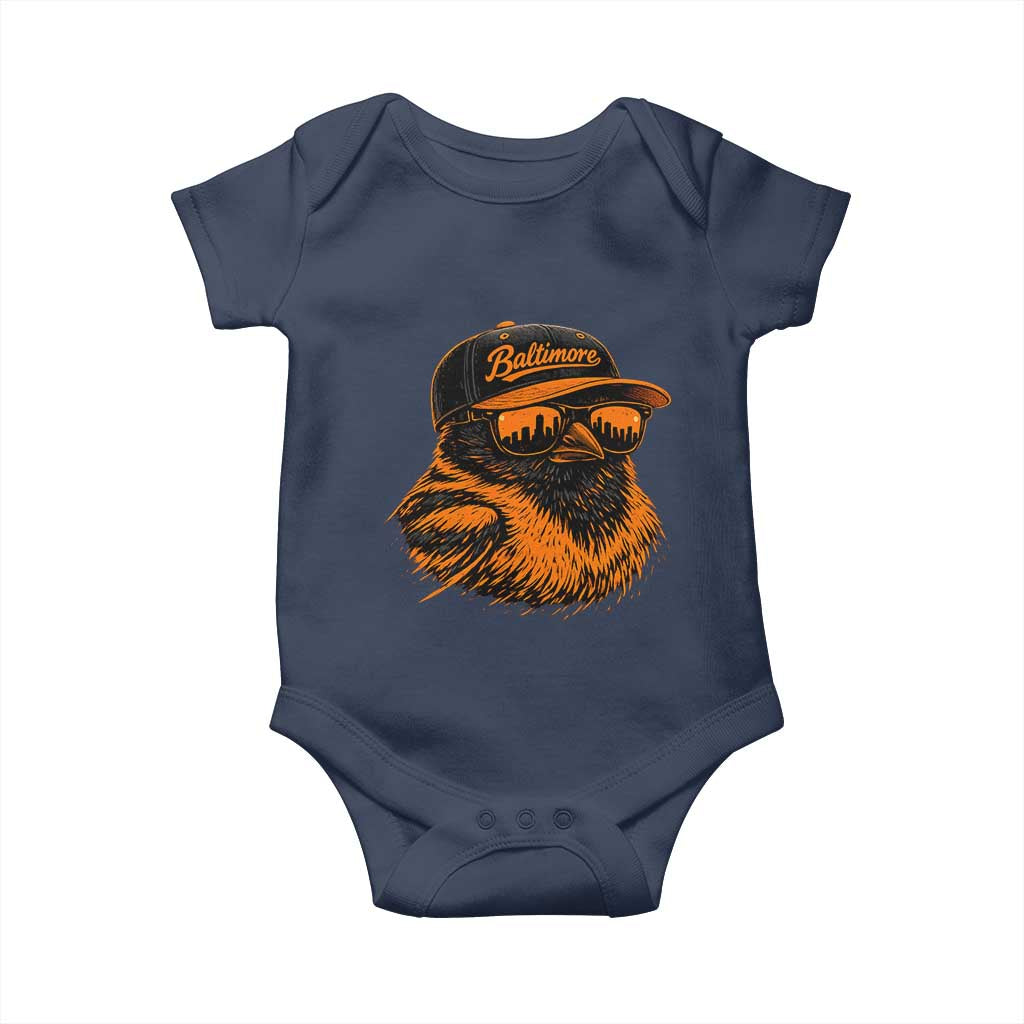 Retro Baltimore Baby Onesie City Pride Oriole With Sunglasses