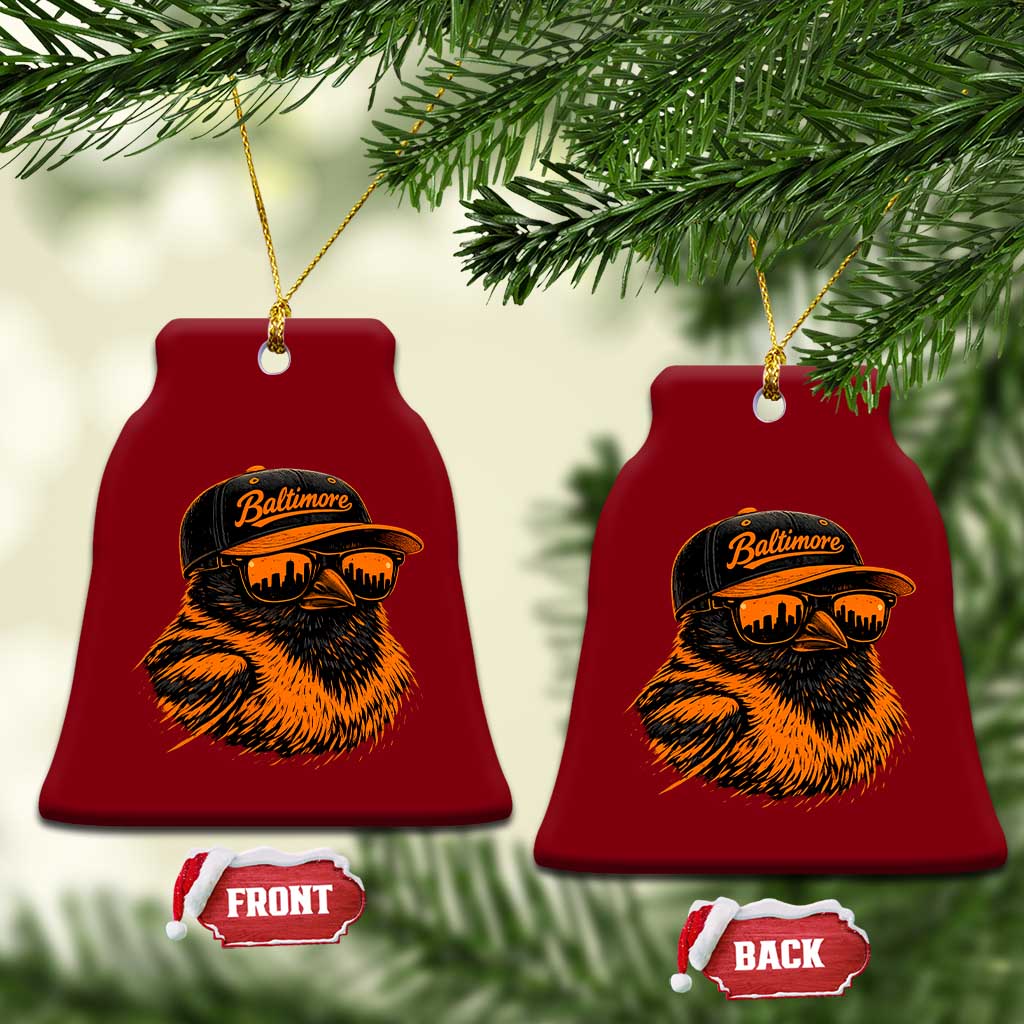 Retro Baltimore Ceramic Ornament City Pride Oriole With Sunglasses