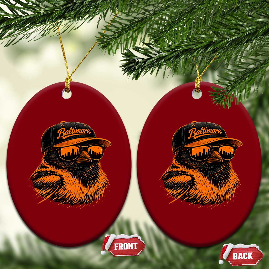 Retro Baltimore Ceramic Ornament City Pride Oriole With Sunglasses