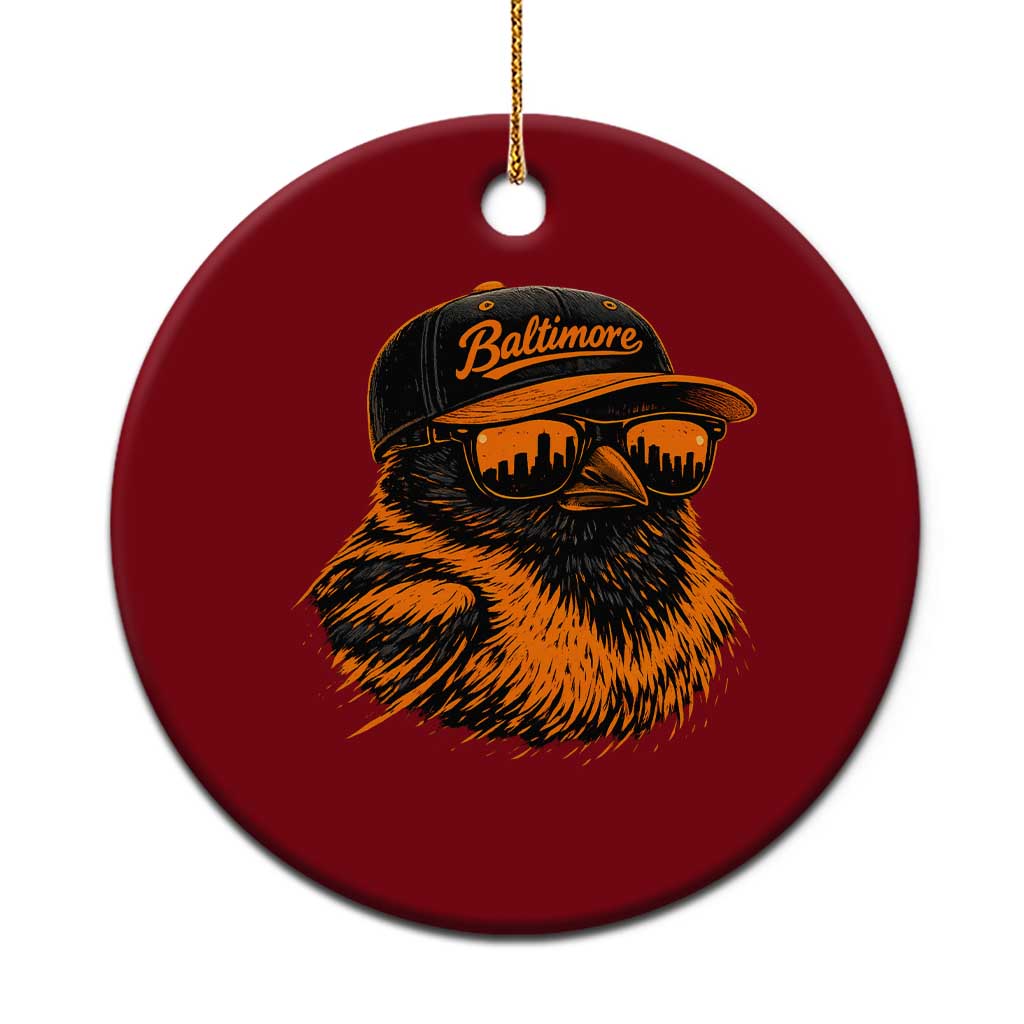 Retro Baltimore Ceramic Ornament City Pride Oriole With Sunglasses