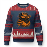 Retro Baltimore Ugly Christmas Sweater City Pride Oriole With Sunglasses