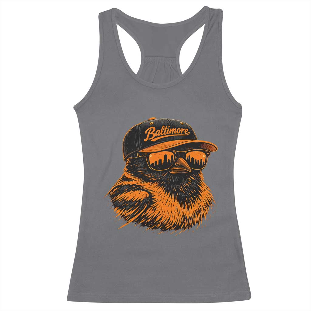 Retro Baltimore Racerback Tank Top City Pride Oriole With Sunglasses
