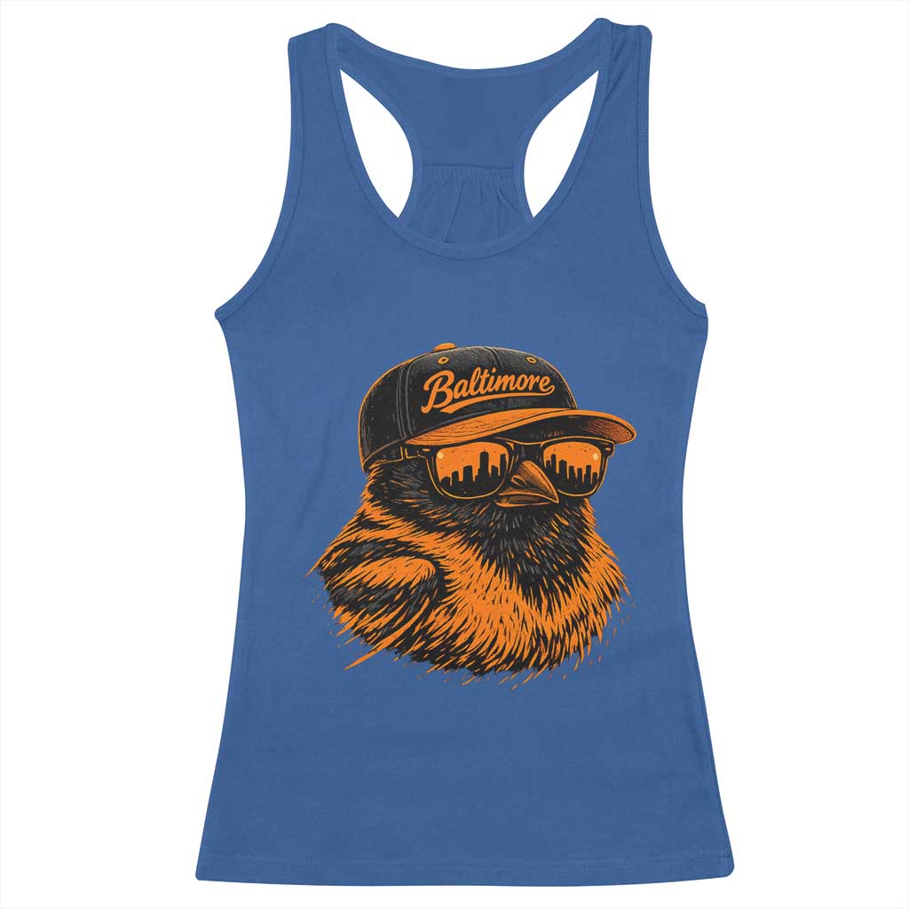 Retro Baltimore Racerback Tank Top City Pride Oriole With Sunglasses