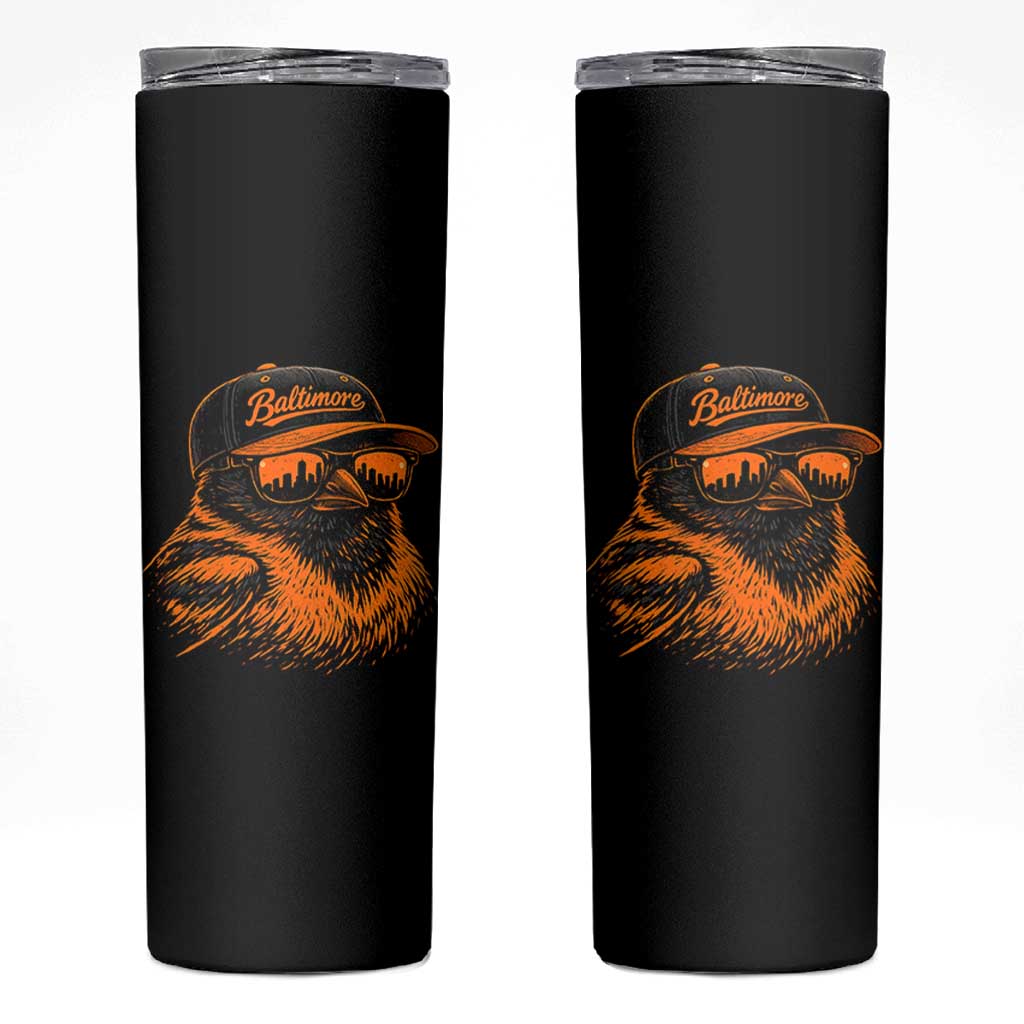 Retro Baltimore Skinny Tumbler City Pride Oriole With Sunglasses