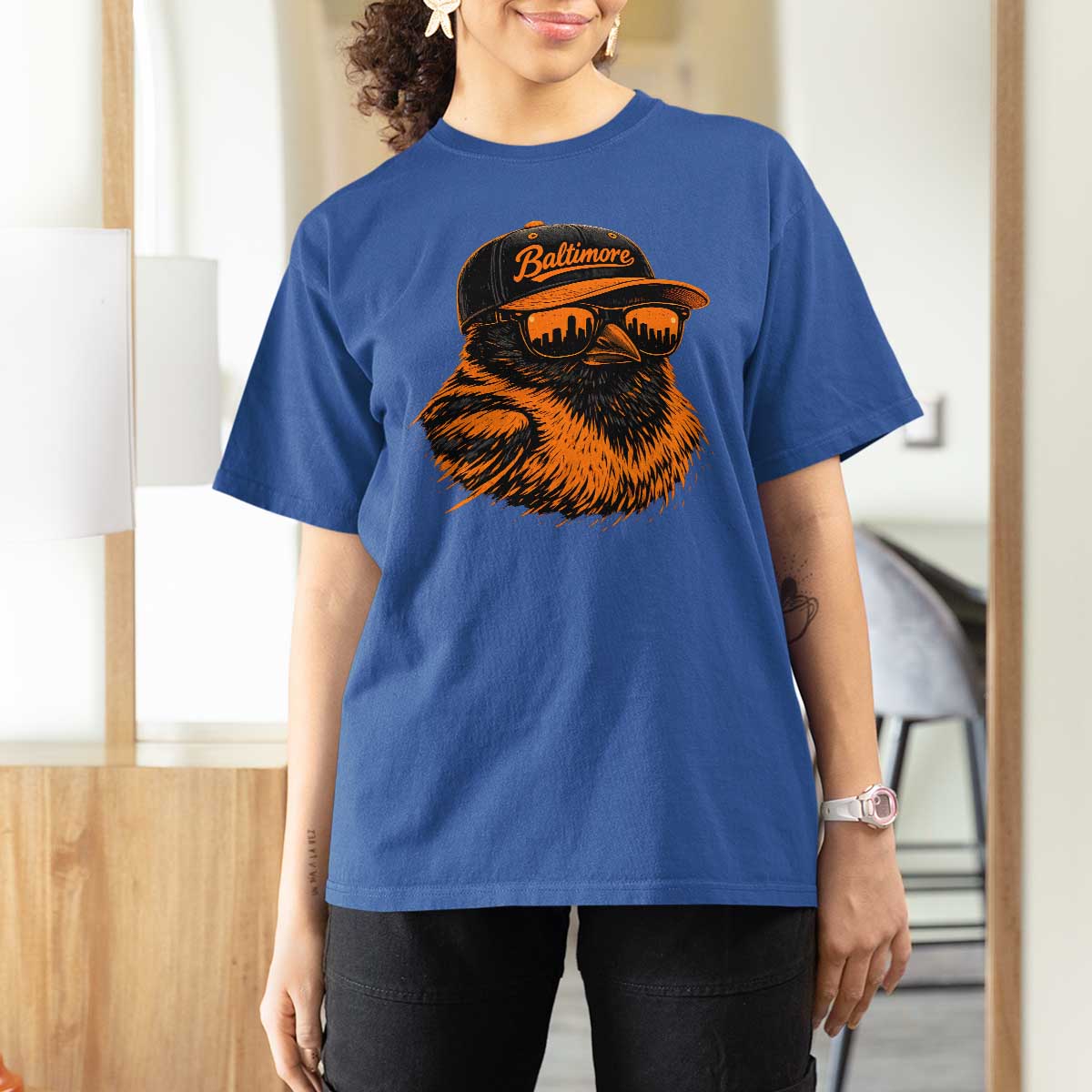 Retro Baltimore T Shirt For Women City Pride Oriole With Sunglasses