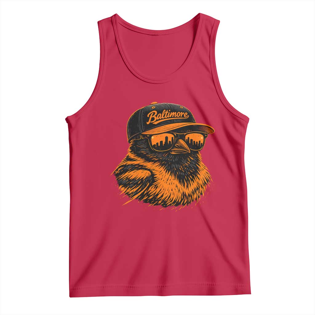 Retro Baltimore Tank Top City Pride Oriole With Sunglasses